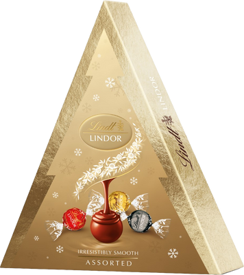 Lindt LINDOR Vánoční stromeček Zlatý Mix 125 g