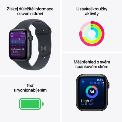 Apple Watch SE 3 Cellular 40mm Temně inkoustový hliník s inkoustovým sportovním řemínkem S/M