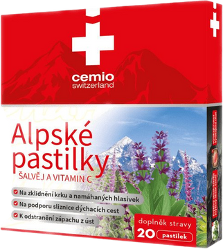 Cemio Alpské pastilky Šalvěj a vitamin C 20 pastilek