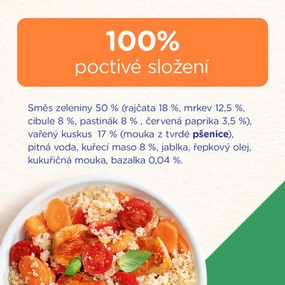 Sunar Příkrm kuskus se zeleninou a kuřetem 6m+, 190 g