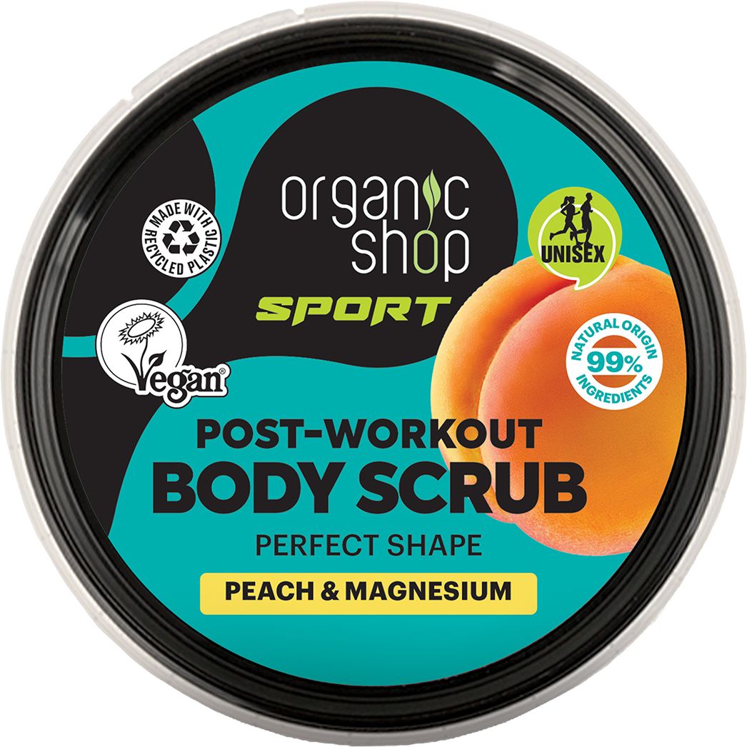 Organic Shop SPORT Tělový peeling po tréninku Broskev a horčík 250 ml