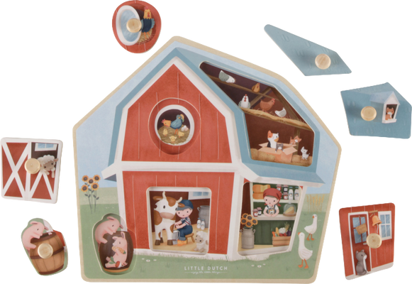 Little Dutch Puzzle vkládací dřevěné Farma