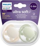 Philips Avent Šidítko Ultrasoft Premium neutral 0-6m chlapec 2 ks