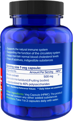Natios Reishi Mushroom 500 mg 90 kapslí