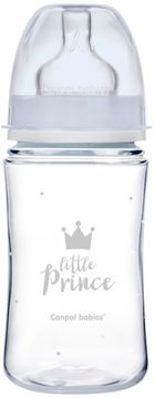Canpol babies Lahev se širokým hrdlem ROYAL BABY modrá 240 ml