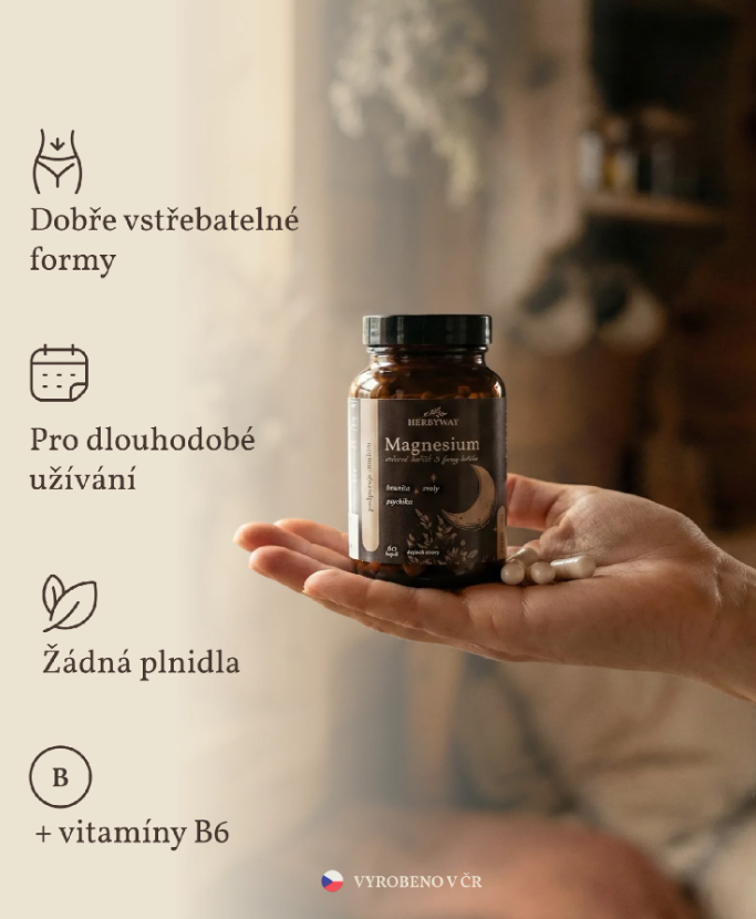 Herbyway Magnesium Večerní hořčík (3 formy hořčíku) 60 kapslí