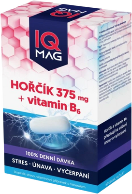 IQ Mag hořčík 375mg + vit.B6 60 kapslí