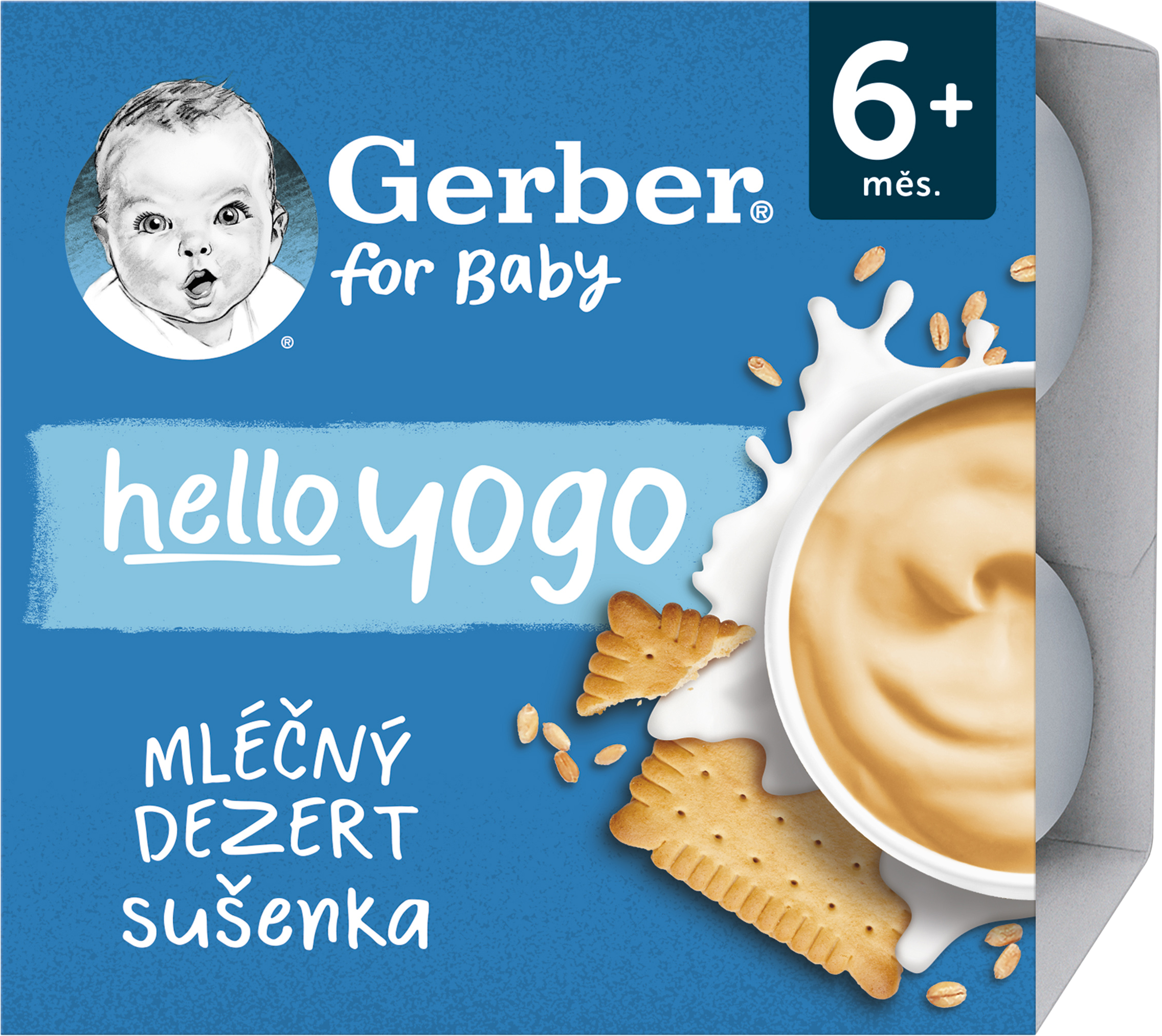 Gerber Hello yogo mléčný dezert s příchutí sušenky 4 x 100 g
