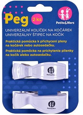 Petite&Mars Kolíček Peg na kočár White 2 ks