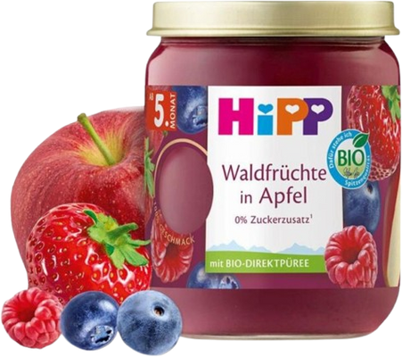 HiPP BIO Superovoce Jablko, jahody, borůvky a maliny, od ukončeného 4. měsíce 160 g