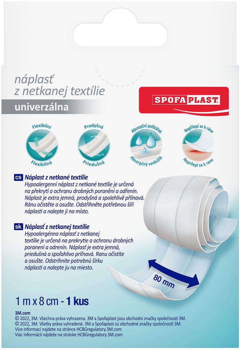 3M Spofaplast Náplast z netkané textilie 864, 1 m × 8 cm