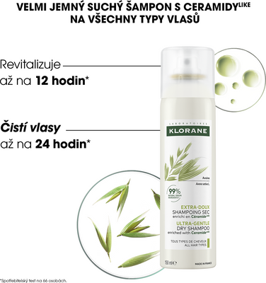 Klorane Suchý šampon s ovsem a ceramidy 150 ml