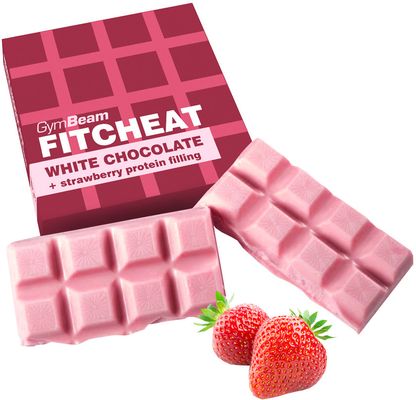 GymBeam Fitcheat Protein Chocolate Bar white chocolate strawberry 90 g