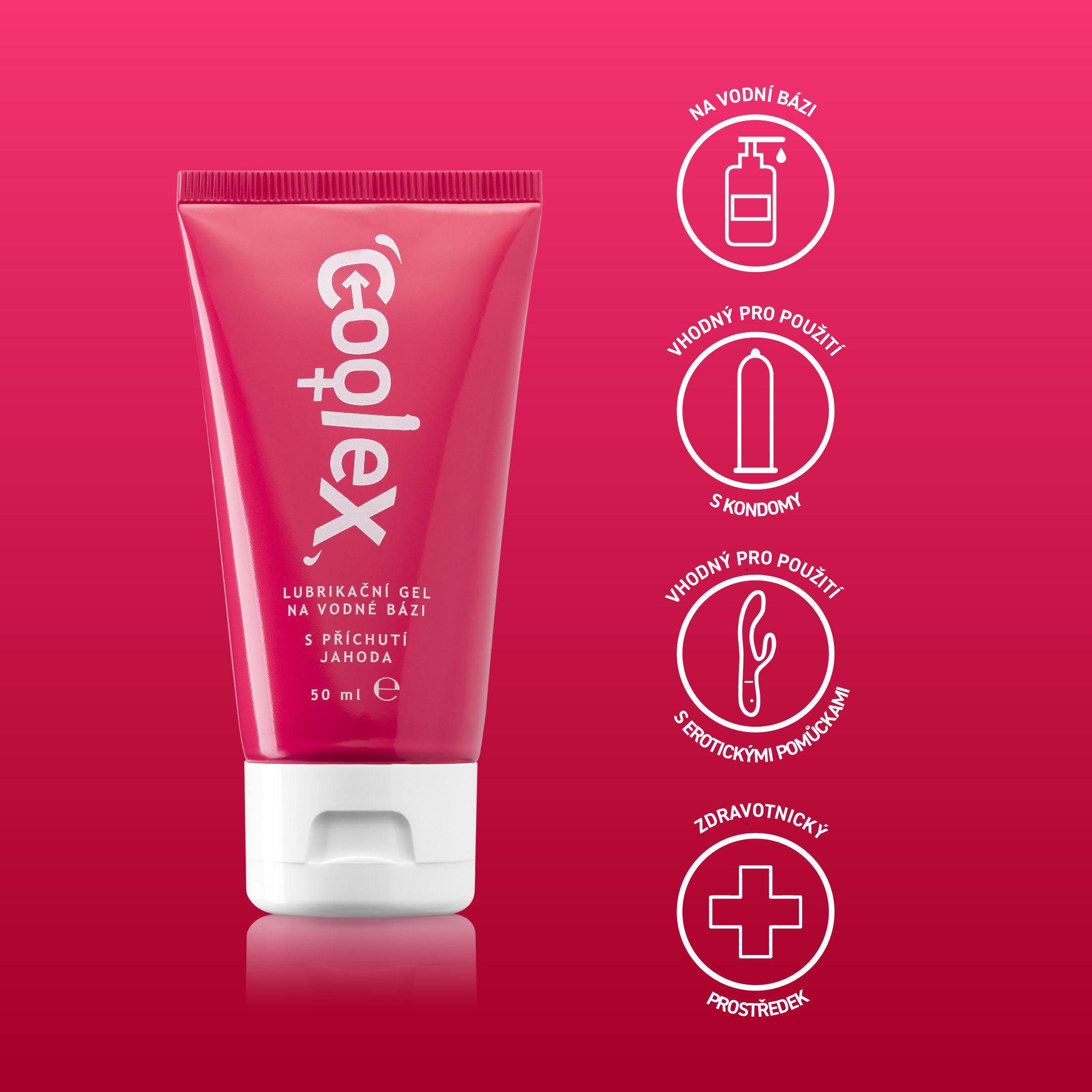 Dermacol Coolex lubrikační gel na vodní bázi - jahoda (tuba) 50 ml