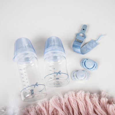 LOVI Skleněná lahev BABY SHOWER kluk 150 ml