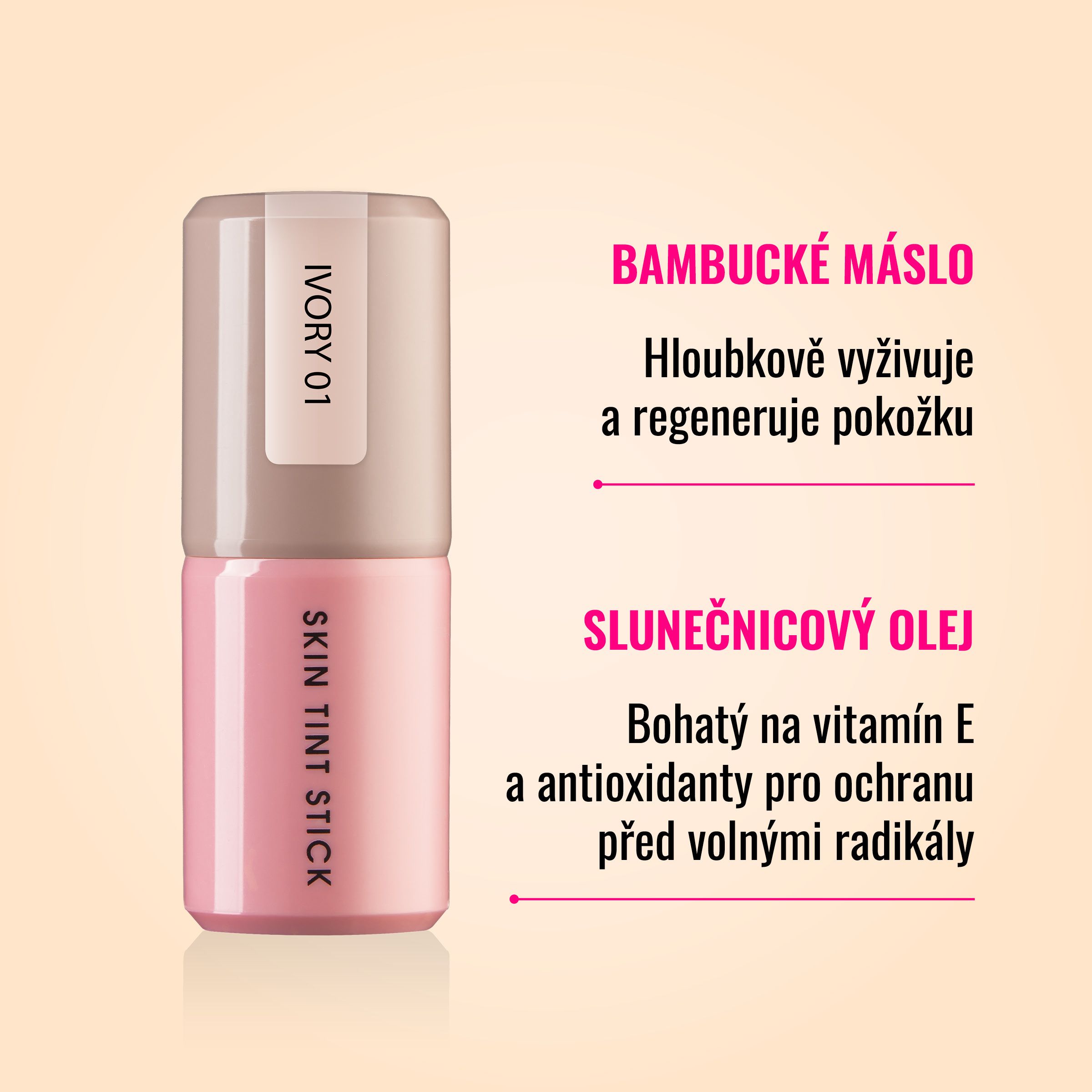 Dermacol Skin Tint - Lehký hydratační make-up v tyčince č.1 IVORY 15 g