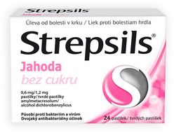Strepsils Jahoda bez cukru 0.6 mg/1.2 mg 24 pastilek