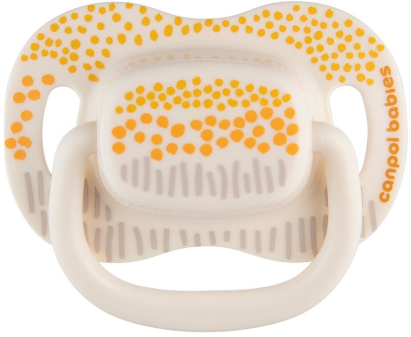 Canpol babies Set symetrických silikonových dudlíků Mountains 0-6m, žlutý 2 ks