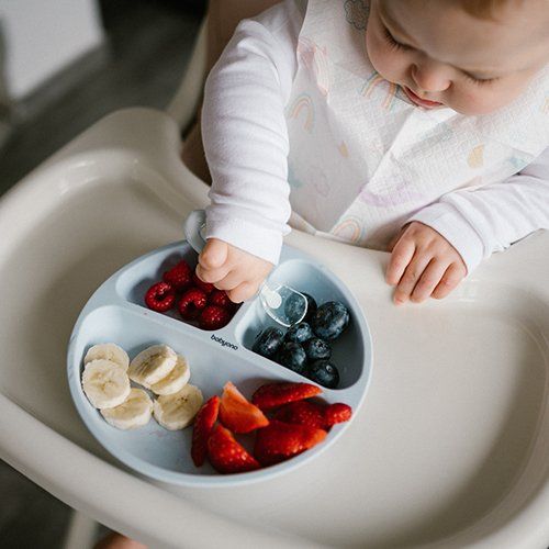 BabyOno Talíř silikonový s přísavkou - blue 6m+