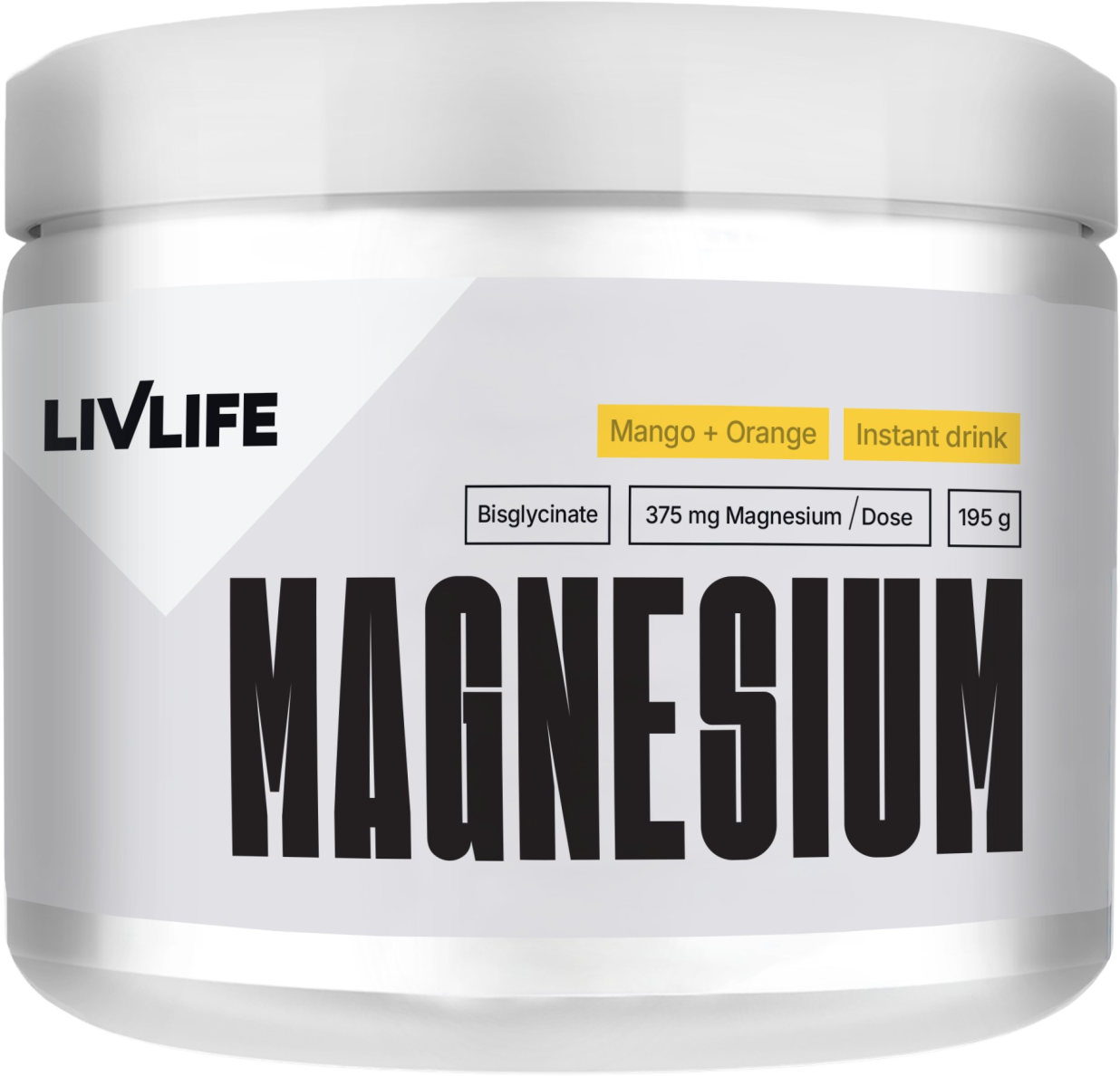 Livlife Magnesium bysglicinate 12% drink mango + pomeranč 195 g
