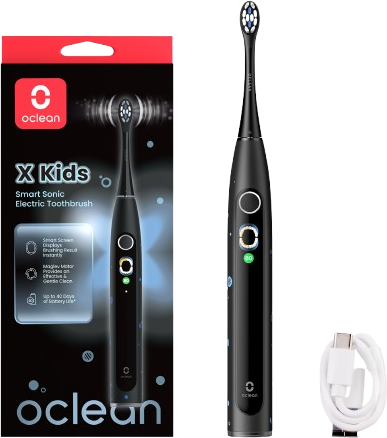 Oclean X Kids Black dětský sonický kartáček, černý