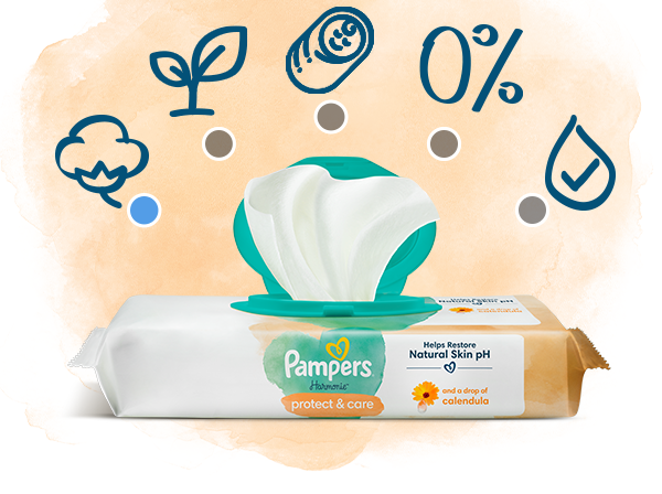 Pampers Harmonie Protect & Care Dětské Čisticí Ubrousky