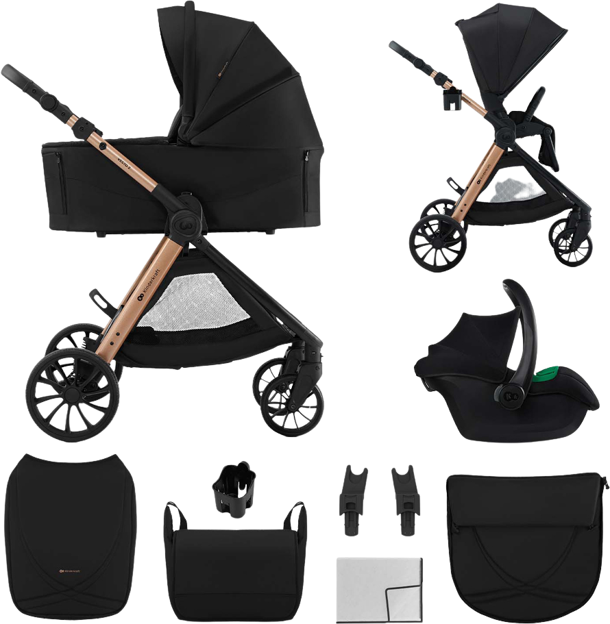 Kinderkraft Kočárek kombinovaný Vesto 2 3v1 Black