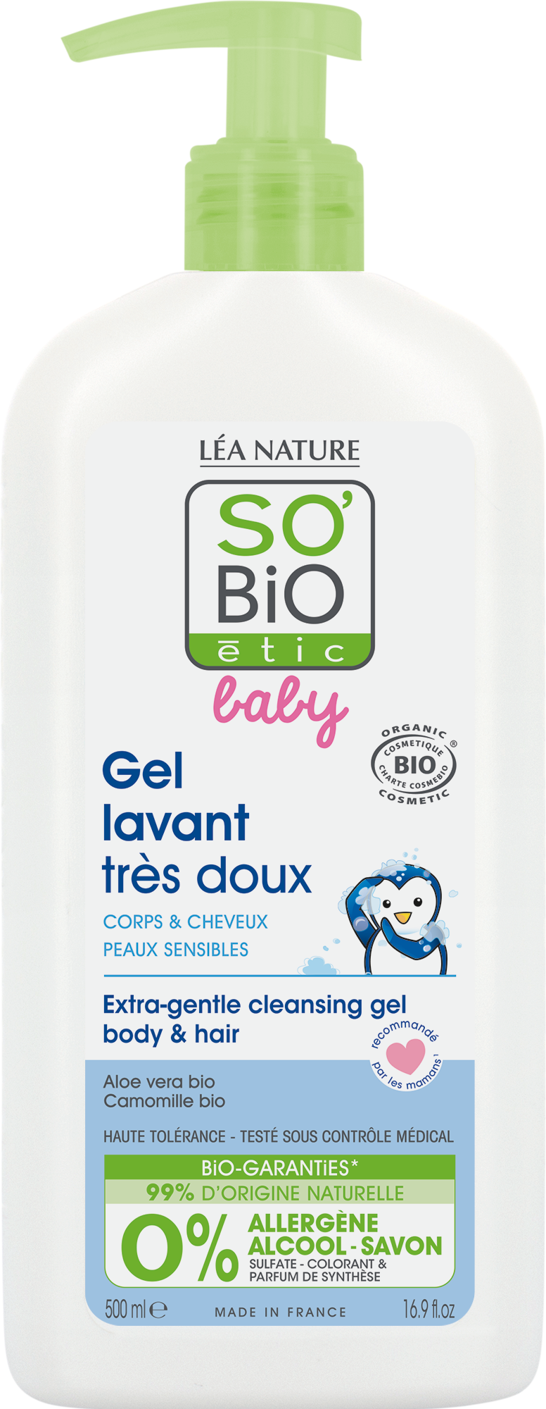 So´Bio étic Baby Gel mycí pro děti - extra jemný na tělo i vlasy bio 500 ml