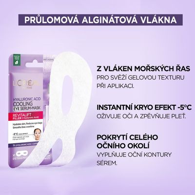 L'Oréal Paris Revitalift Filler Textilní oční maska s chladivým efektem 13 g