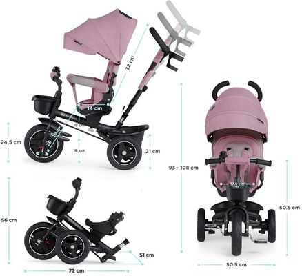 Kinderkraft Select Tříkolka Spinstep Pink, Premium