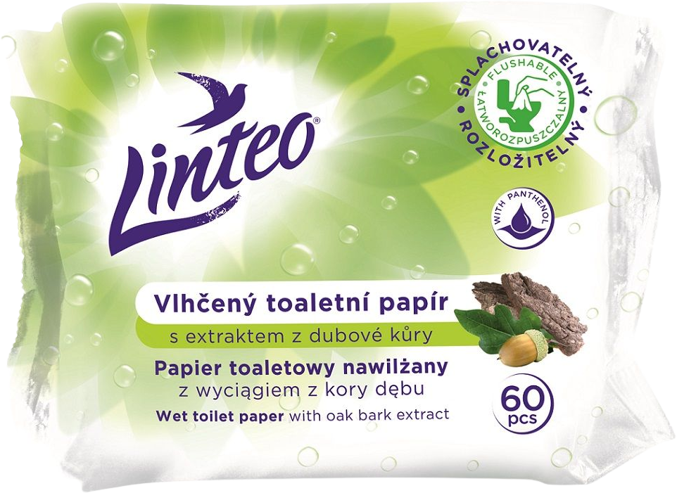 Linteo Vlhčený toaletní papír s dubovou kůrou 60 ks