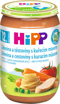 HiPP Dětské menu BIO Zelenina a těstoviny s kuřecím masem 220 g