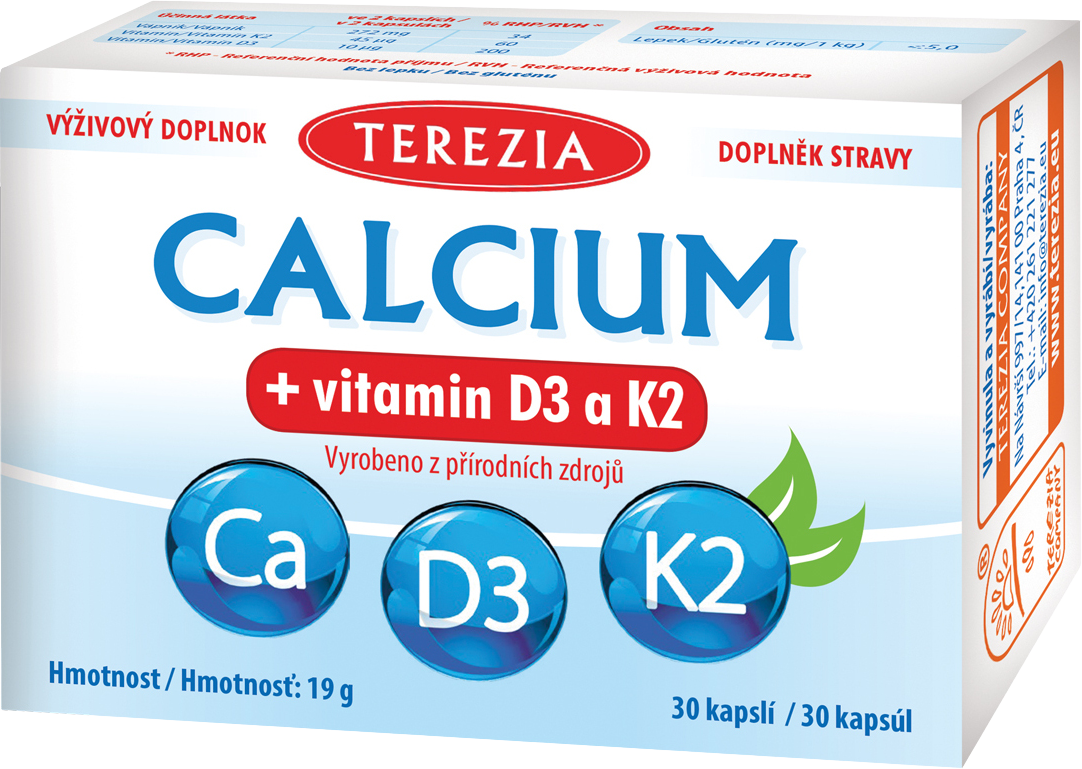Terezia Calcium + Vitamin D3 a K2 30 kapslí