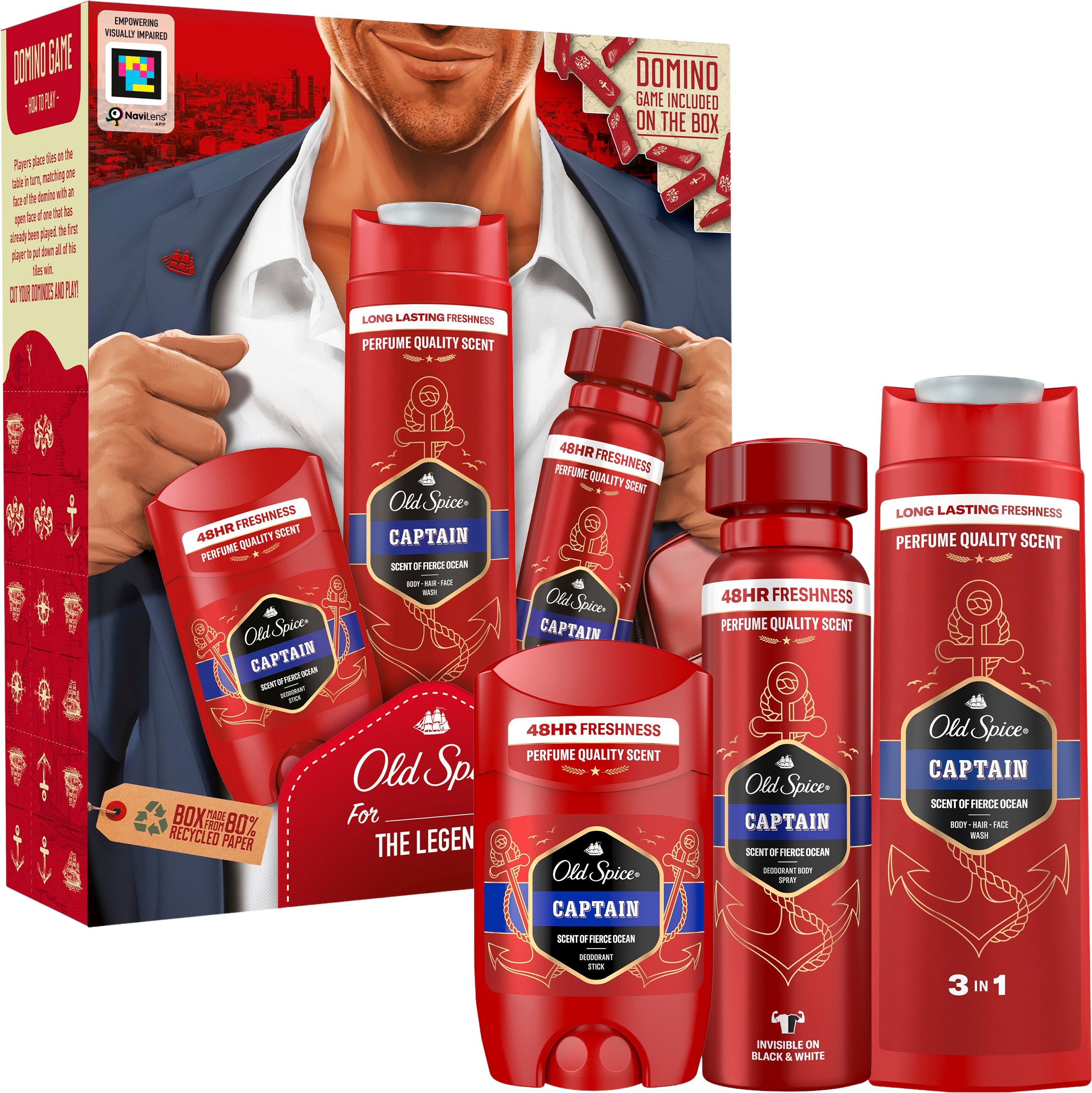 Old Spice Gentleman dárková sada s tuhým deodorantem 50 ml, deodorantem ve spreji 150 ml a sprchovým gelem Captain 250 ml