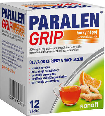 Paralen Grip Horký nápoj pomeranč a zázvor 12 sáčků