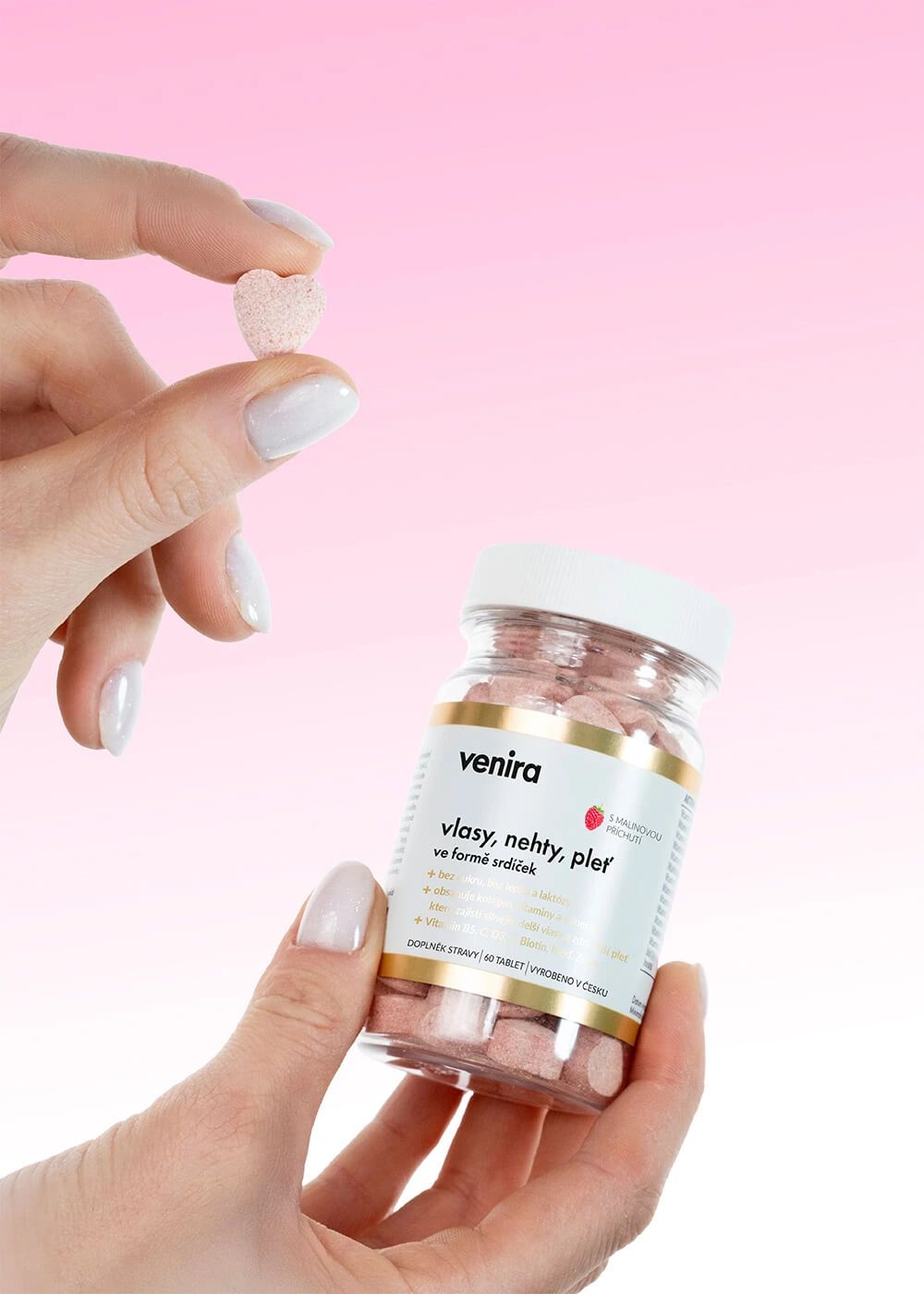 Venira Srdíčka na vlasy, nehty a pleť malin 60 tablet