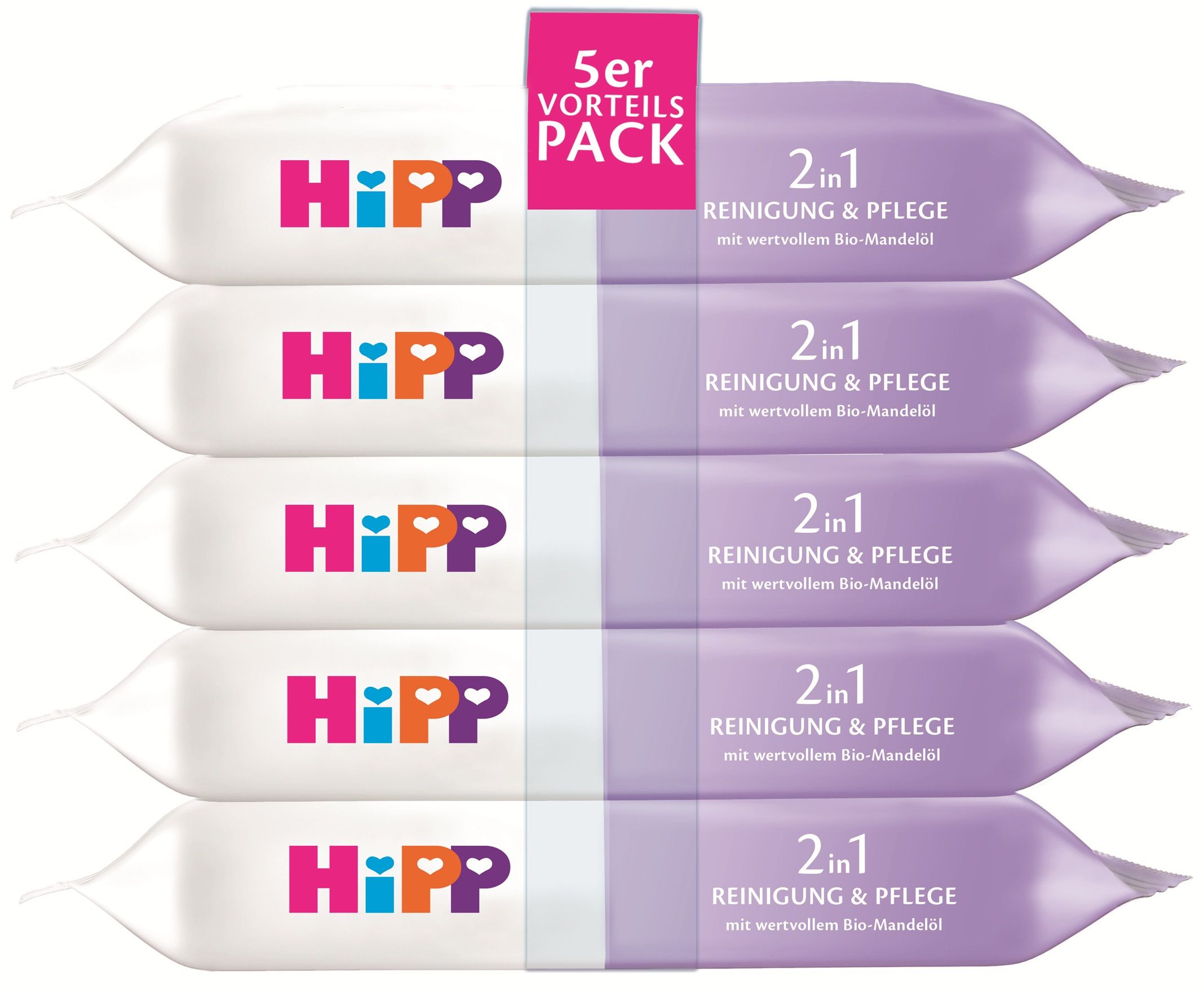 HiPP 2v1 čisticí a pečující vlhčené ubrousky 5 x 48 ks