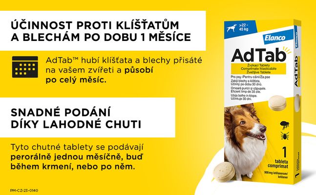AdTab 900mg Žvýkací tableta pro psy 22 - 45kg