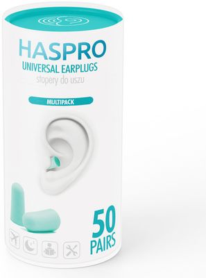 Haspro Tube50 Špunty do uší, mátové 100 ks