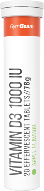 GymBeam Vitamín D3 1000 IU šumivý - zelené jablko 20 x 3.9 g