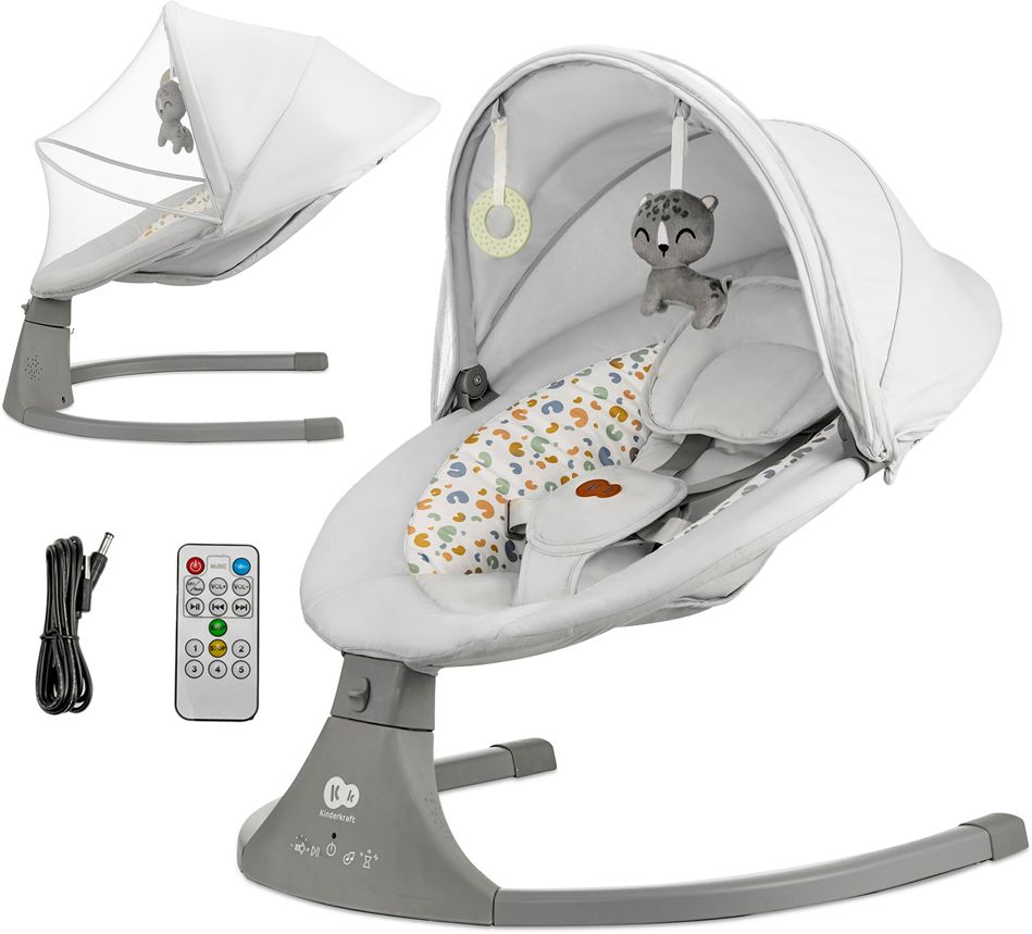 Kinderkraft Lehátko houpací s melodií 2v1 Lumi, do 9 kg, Premium Light Grey