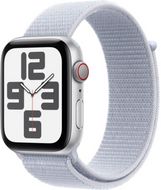 Apple Watch SE (2024) Cellular 44mm Stříbrný hliník s oblačně modrým provlékacím řemínkem