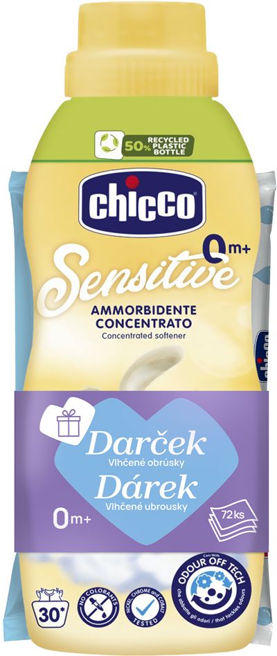 Chicco Aviváž koncentrovaná Baby Sensitive Jemný dotek + vlhčené ubrousky zdarma 750 ml