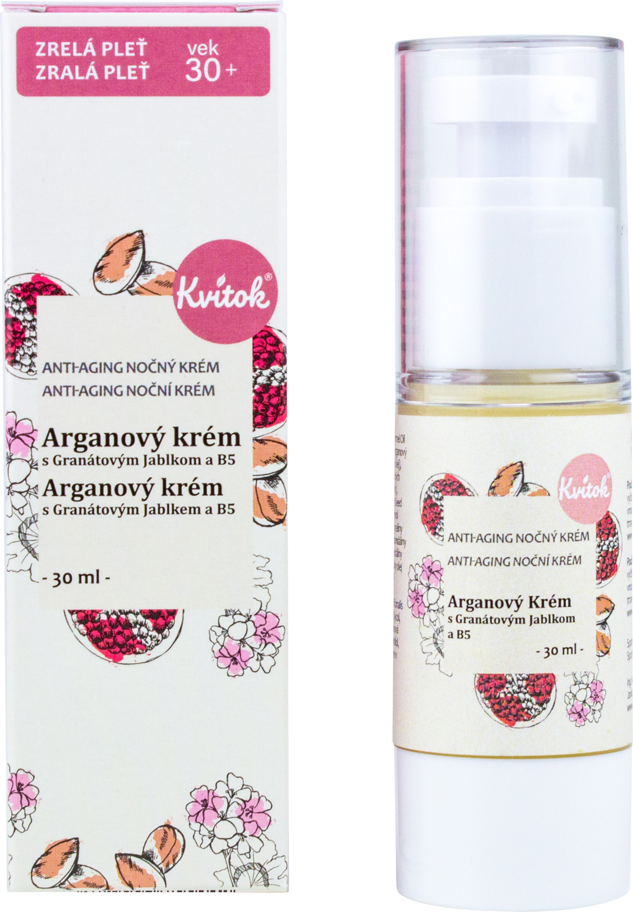 Kvitok Noční arganový krém pro zralou pleť 30+ 30 ml