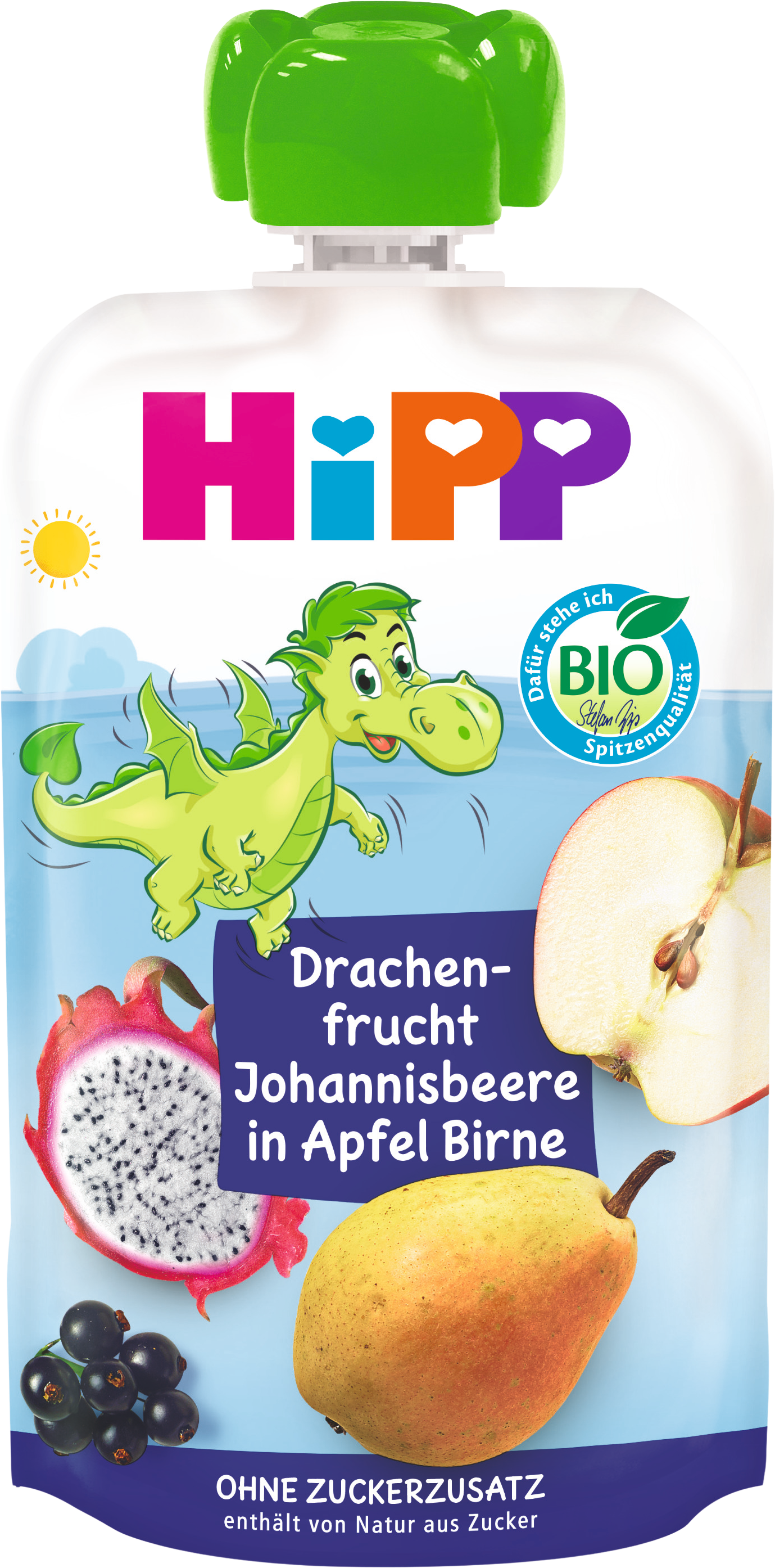 HiPP BIO Hippis 100% ovoce Jablko-Hruška-Dračí ovoce-Rybíz 100 g