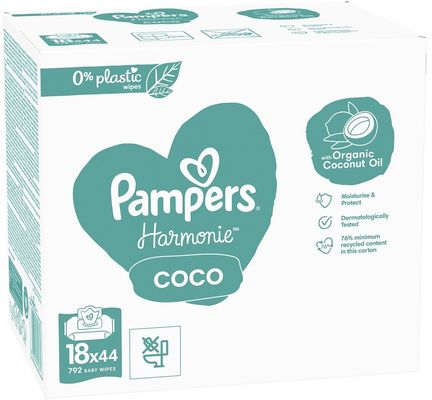 Pampers Harmonie Coco nedves törlőkendő 18 x 44 db