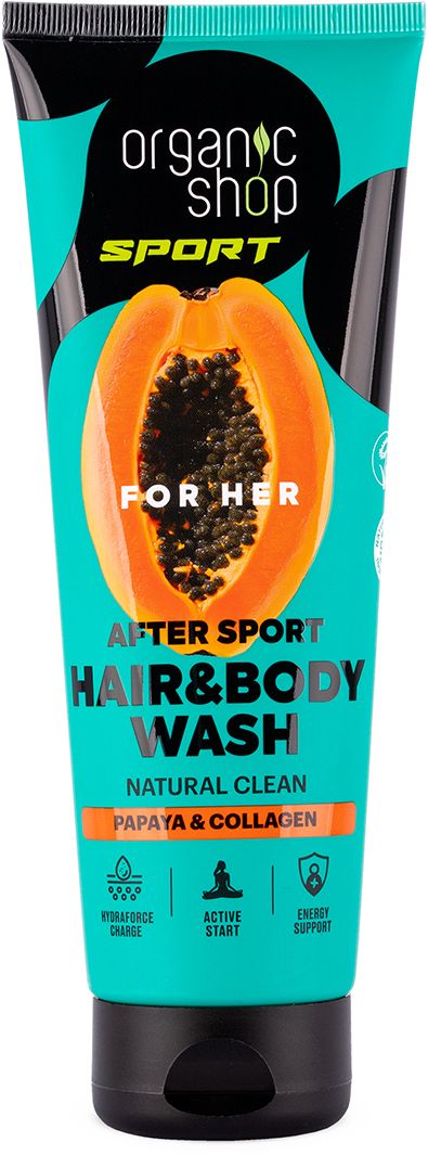Organic Shop SPORT Dámský sprchový gel na vlasy a tělo Papája a kolagen 200 ml