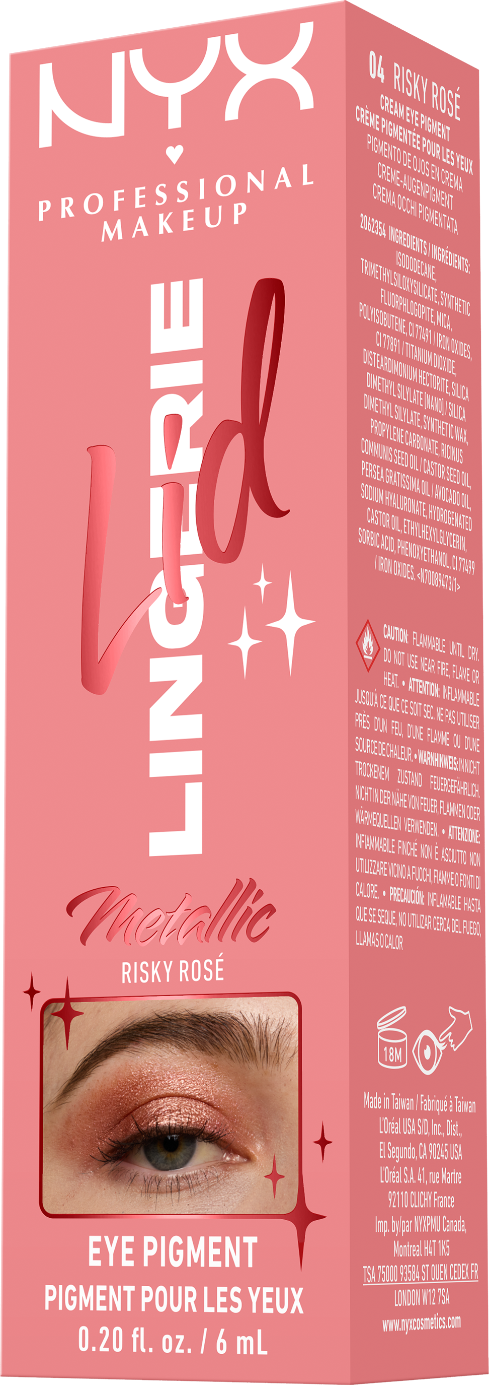 NYX Professional Makeup Tekuté oční stíny Lid Lingerie - 04 Risky Rosé 6 ml
