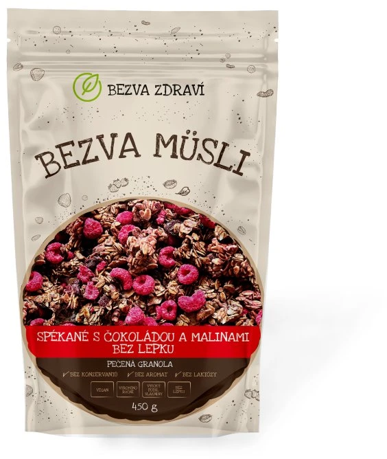 Bezva müsli Spékané s čokoládou a malinami bez lepku 1 x 450 g