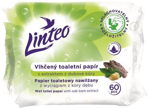 Linteo Vlhčený toaletní papír s dubovou kůrou 60 ks